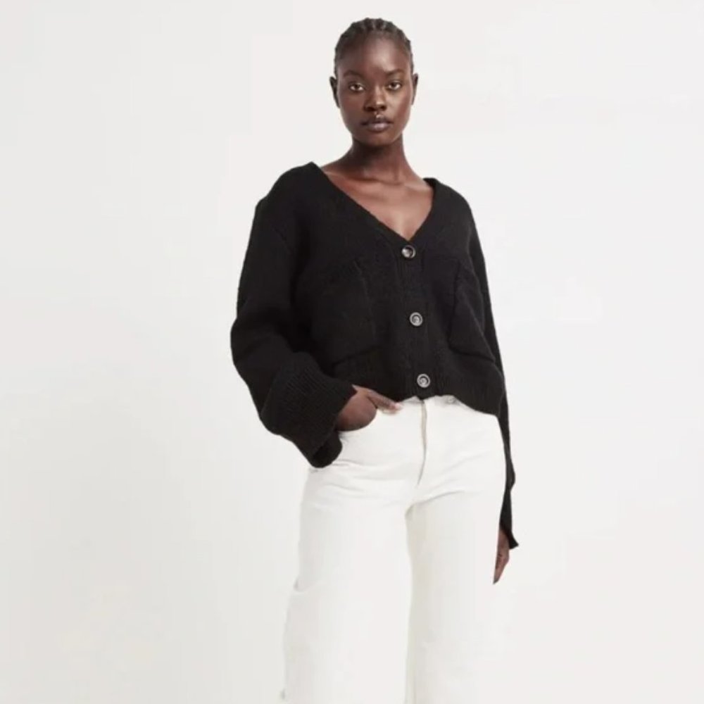 Apparis Marcella Noir Black Button Front Cardigan Sweater